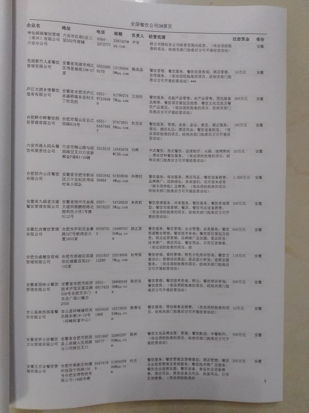 中國餐飲企業(yè)黃頁可開展精準(zhǔn)營銷，電話營銷、郵件營銷、傳真營銷等等多管齊下，圓您銷售冠軍夢