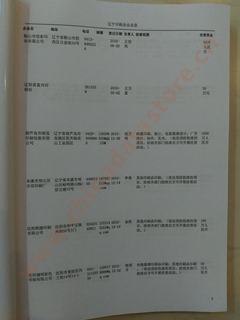 遼寧印刷企業(yè)黃頁收錄了最新的遼寧印刷企業(yè)名單，具有極高的營(yíng)銷價(jià)值，實(shí)實(shí)在在提高銷售業(yè)績(jī)