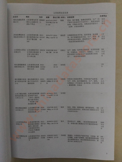 山東醫(yī)藥企業(yè)黃頁收錄了最新的山東醫(yī)藥企業(yè)名單，具有極高的營銷價值，實實在在提高銷售業(yè)績