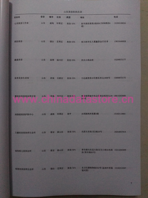 山東美容院企業(yè)黃頁收錄了最新的山東美容院企業(yè)名單，具有極高的營銷價(jià)值，實(shí)實(shí)在在提高銷售業(yè)績